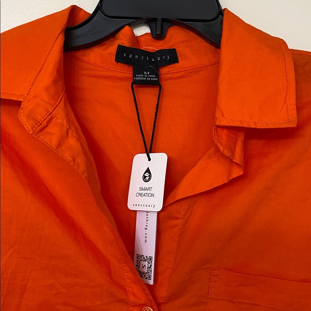 Sanctuary Red Orange Button Down Shirt - Picture 3 of 5